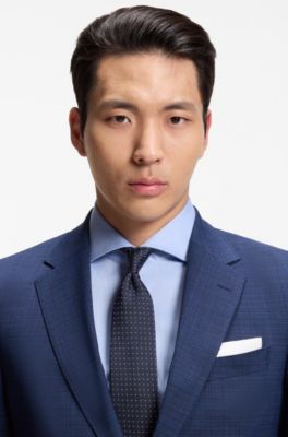 Jacquard-pattern tie in silk, Dark Blue