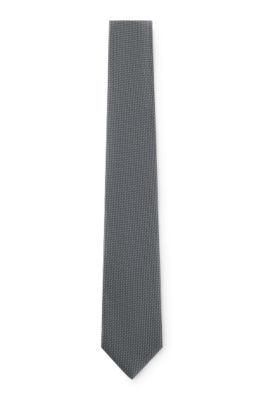 Jacquard-pattern tie in silk, Light Blue