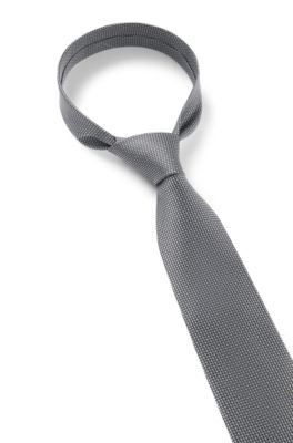 Jacquard-pattern tie in silk, Light Blue
