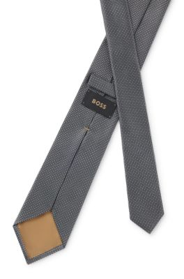 Jacquard-pattern tie in silk, Light Blue