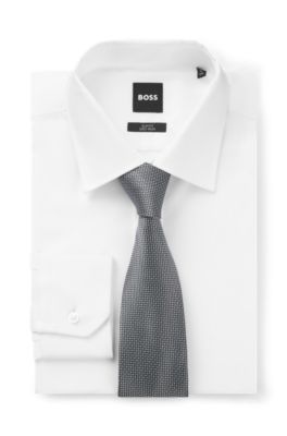 Jacquard-pattern tie in silk, Light Blue