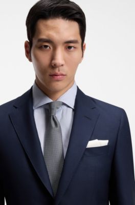 Jacquard-pattern tie in silk, Light Blue