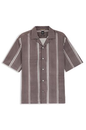 Camisa relaxed fit a rayas de algodón elástico