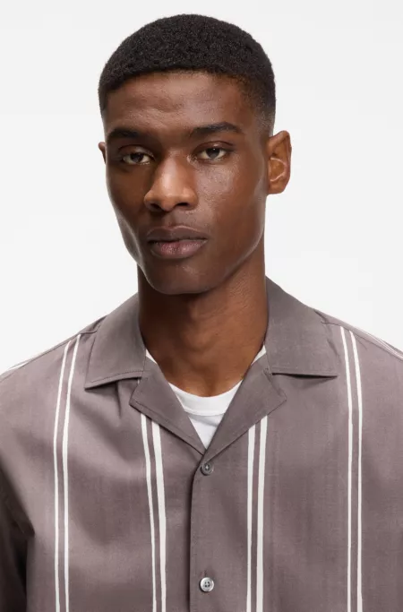 Striped relaxed-fit shirt in stretch cotton