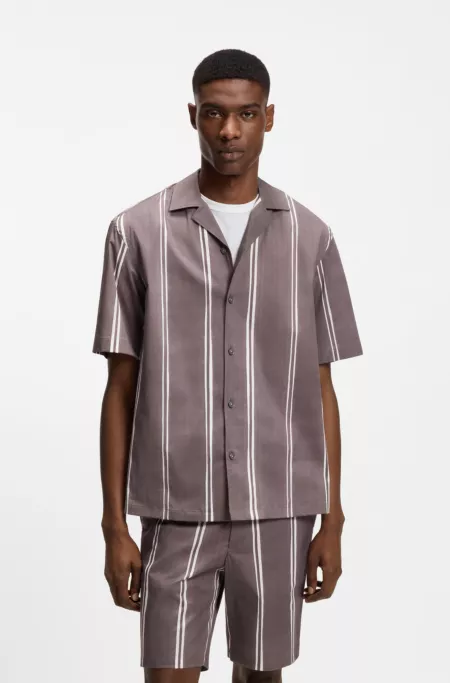 Striped relaxed-fit shirt in stretch cotton