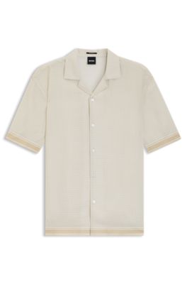 Camisa relaxed fit con estampado de mosaico, Beige claro