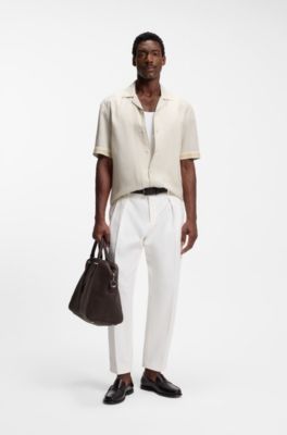 Chemise coupe d&eacute;contract&eacute;e &agrave; imprim&eacute; mosa&iuml;que, Beige clair