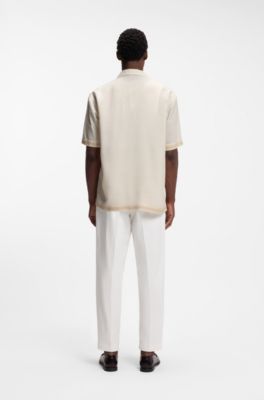 Camisa relaxed fit con estampado de mosaico, Beige claro