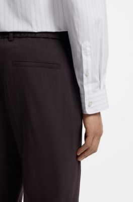 Striped relaxed-fit shirt in cotton poplin, White