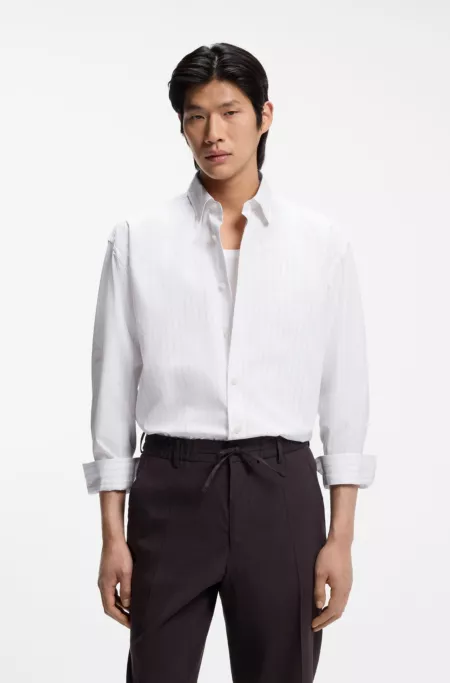 Striped relaxed-fit shirt in cotton poplin