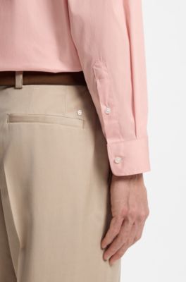 Chemise coupe d&eacute;contract&eacute;e en popeline de coton, Rose clair