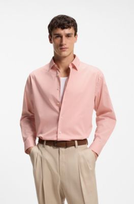 Chemise coupe d&eacute;contract&eacute;e en popeline de coton, Rose clair