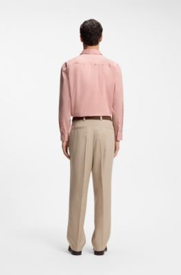 Chemise coupe d&eacute;contract&eacute;e en popeline de coton, Rose clair