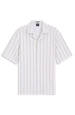 Camisa relaxed fit a rayas de algodón elástico