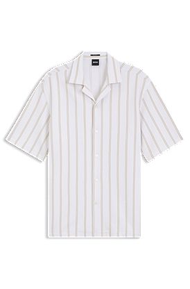Camisa relaxed fit a rayas de algodón elástico