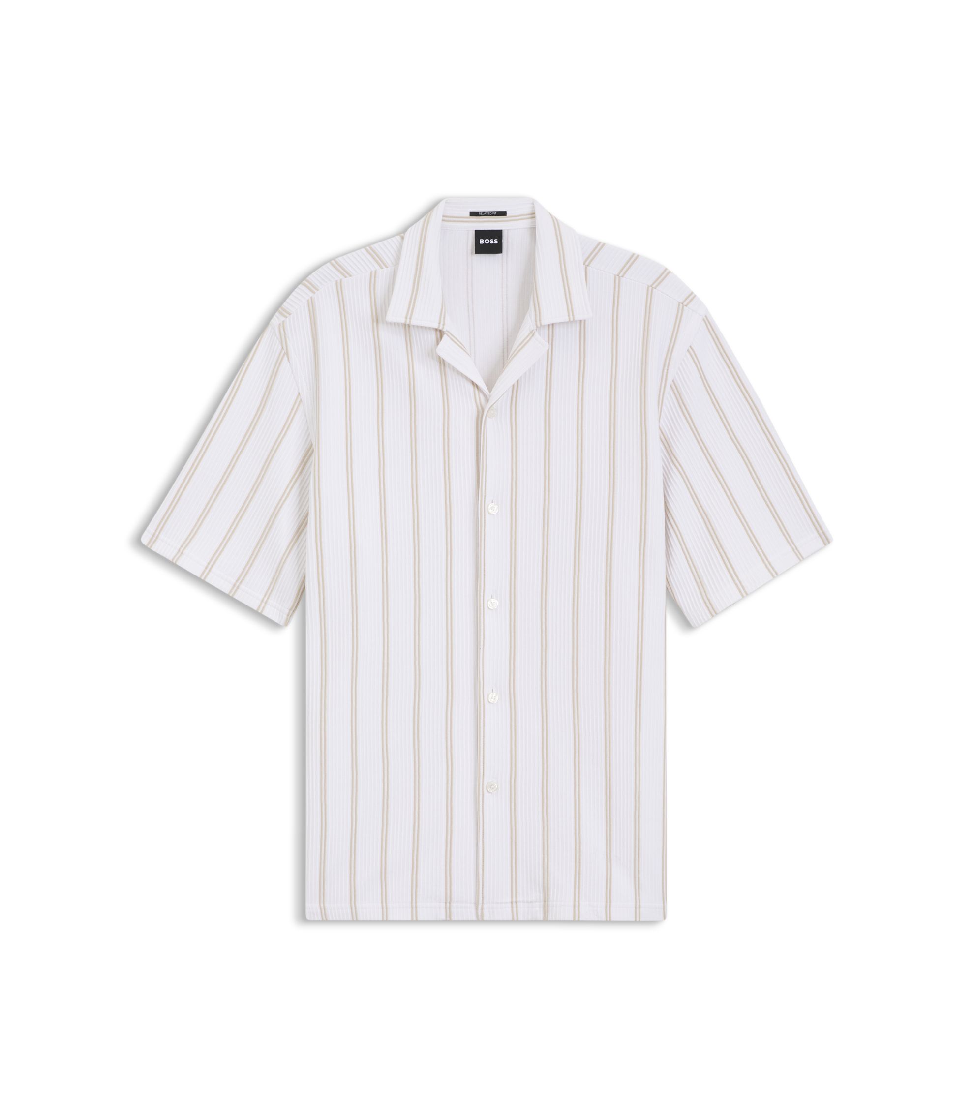 BOSS - Striped relaxed-fit shirt in stretch cotton - Light Beige