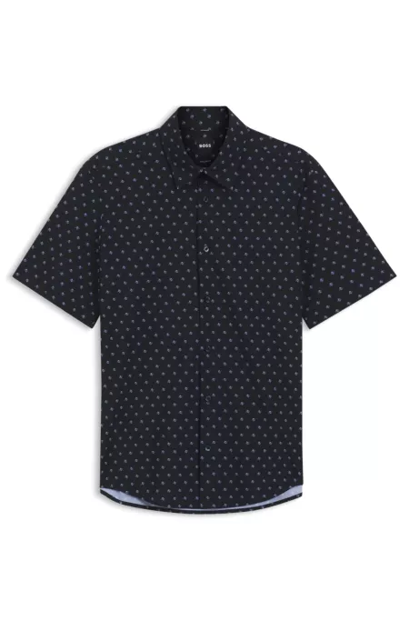 Printed regular-fit shirt in performance-stretch jersey