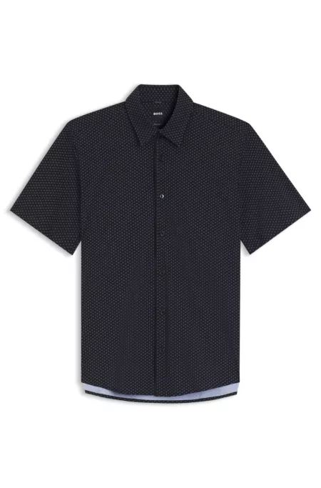 Printed regular-fit shirt in performance-stretch jersey
