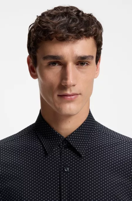 Printed regular-fit shirt in performance-stretch jersey