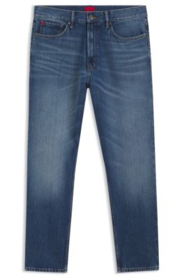 Vaqueros relaxed tapered fit de denim azul, Azul oscuro