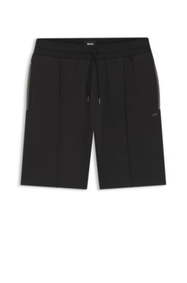 Shorts de algod&oacute;n con detalles de pinzas, Negro