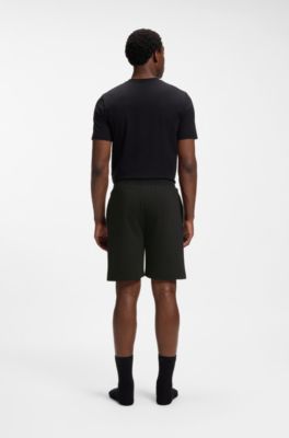 Shorts de algod&oacute;n con detalles de pinzas, Negro