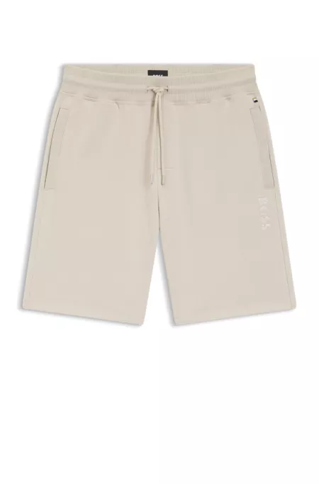 Cotton-terry shorts with chain-stitched logo