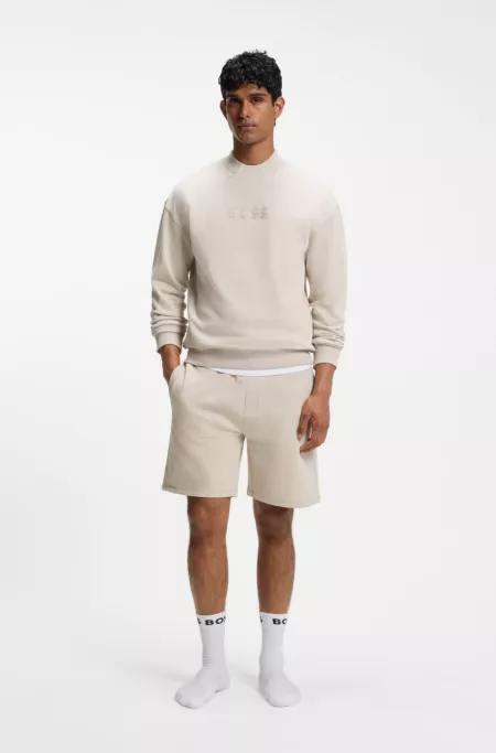 Cotton-terry shorts with chain-stitched logo
