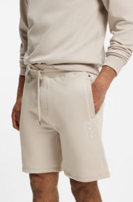 Cotton-terry shorts with chain-stitched logo, Light Grey