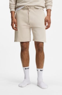 Cotton-terry shorts with chain-stitched logo, Light Grey