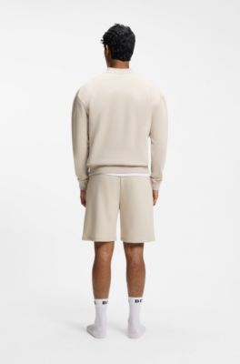 Cotton-terry shorts with chain-stitched logo, Light Grey