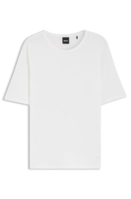 Camiseta slim fit en algod&oacute;n, modal y seda, Blanco