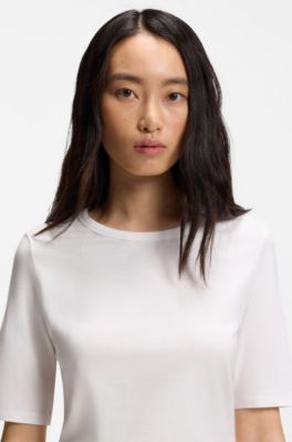 Slim-fit T-shirt in cotton, modal and silk, White