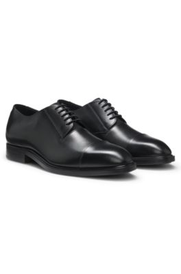 Zapatos Derby de piel con puntera, Negro