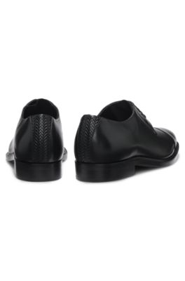 Cap-toe Derby shoes in leather, Black