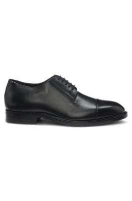 Cap-toe Derby shoes in leather, Black