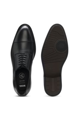 Cap-toe Derby shoes in leather, Black