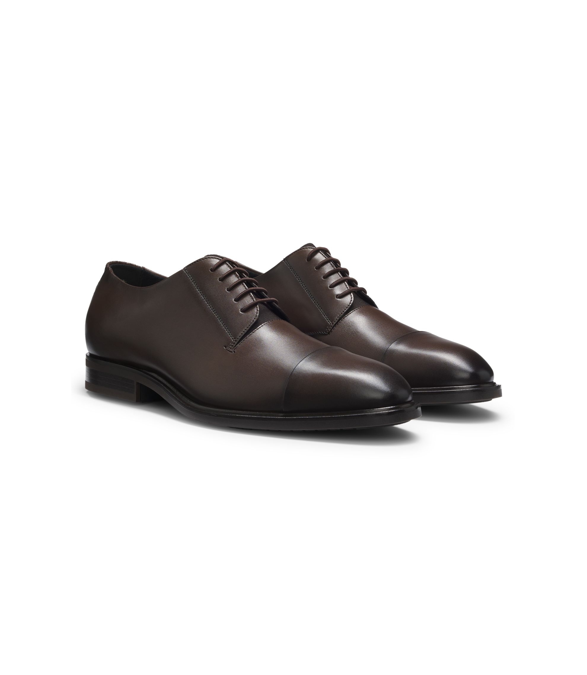hugo boss dress shoes brown BOSS Derby Shoes in textured and smooth leather, Men, Size: 10, brown, Dress Shoes