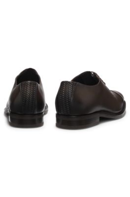 Cap-toe Derby shoes in leather, Dark Brown