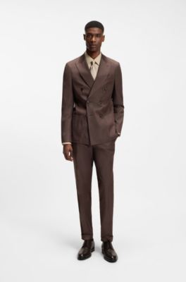 Cap-toe Derby shoes in leather, Dark Brown