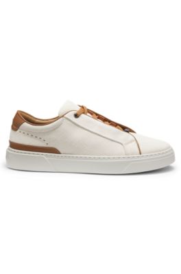 Deportivas Gary con empeines de lona y apliques de piel, Beige claro