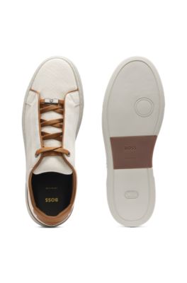 Deportivas Gary con empeines de lona y apliques de piel, Beige claro