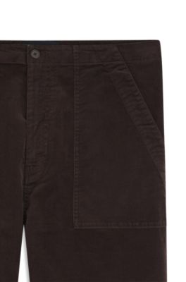 BOSS BY BECKHAM pants in stretch-cotton corduroy, Brown