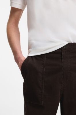 Pantalones BOSS BY BECKHAM en pana de algod&oacute;n el&aacute;stico, Marr&oacute;n