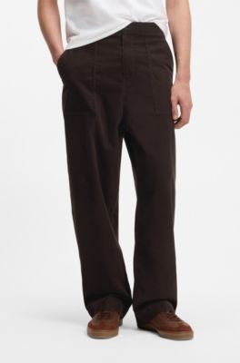 Pantalon en velours c&ocirc;tel&eacute; de coton stretch BOSS BY BECKHAM, Marron