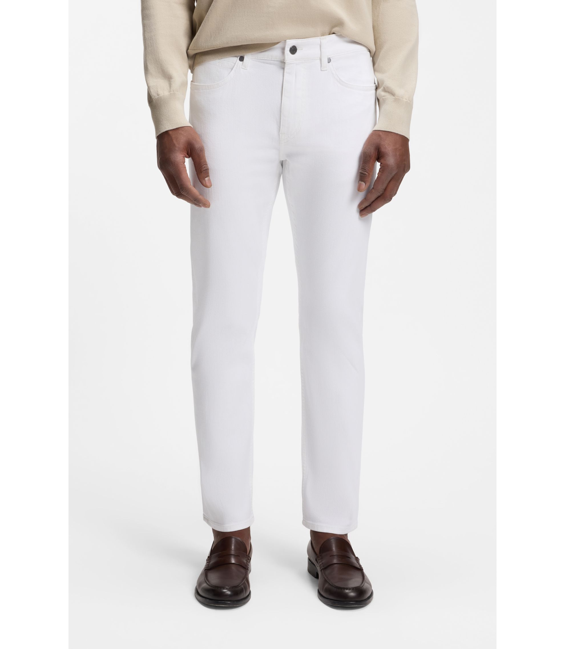 BOSS - Delaware slim-fit jeans in super-soft denim - White