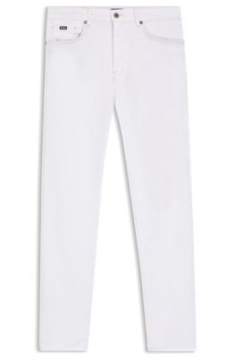 Jean 5 poches en denim stretch blanc, Blanc