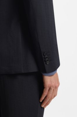 Blazer slim fit plegable de mezcla de lana lavable, Azul oscuro