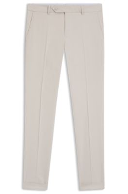 Washable slim-fit trousers in stretch cotton, Light Grey