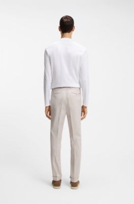 Washable slim-fit trousers in stretch cotton, Light Grey